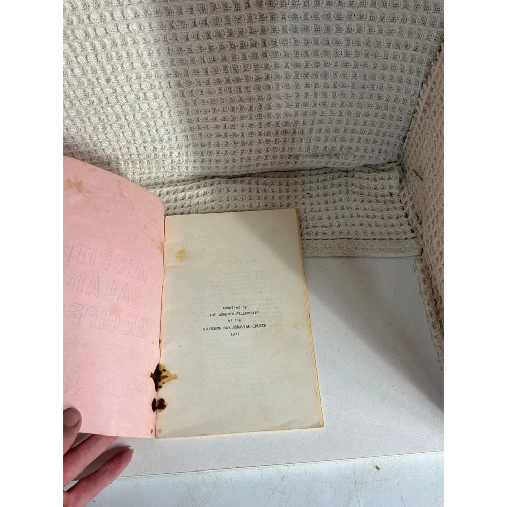 Vintage 1977 Sturgeon Bay Moravian Church Favorite Salad Recipes Book Pink OS